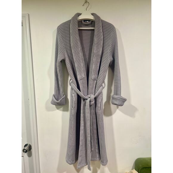 Brooklinen Dreamweave Waffle Robe Tie Waist Turkish Cotton  Gray S/M - Picture 5 of 8